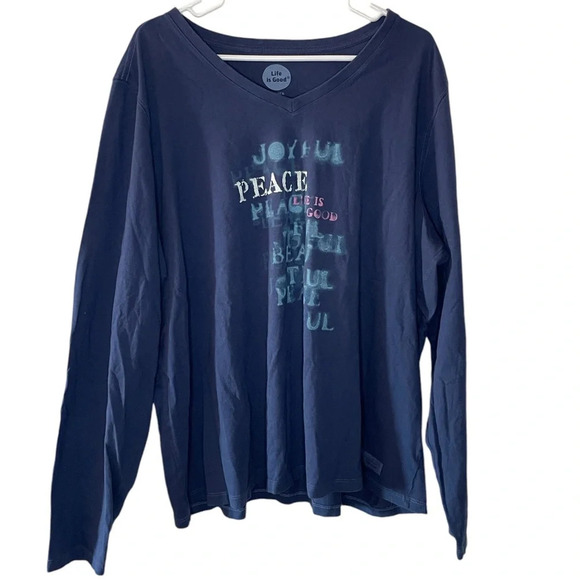 Life is Good Long Sleeve Shirt Blue Peace Joyful Beautiful Women’s Size XXXL - Picture 1 of 8